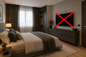camera da letto con x sopra la tv