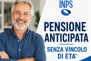 anziano felice e logo inps