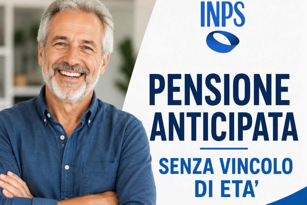 anziano felice e logo inps
