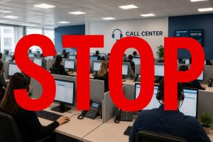call center con scritta stop